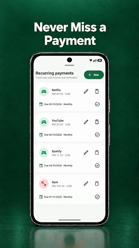Tally recurring payments screen